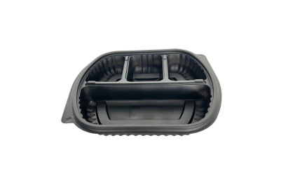 1000ml Black Plastic Microwaveable 4-Compartment 313 PP Containers with Lids