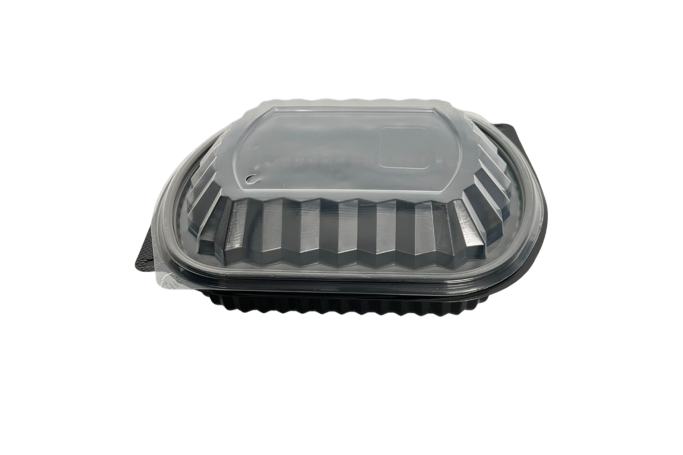 1000ml Black Plastic Microwaveable 1-Compartment 312 PP Container with Lids