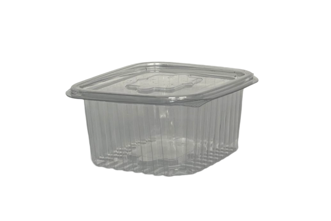 New 375ml Clear Plastic Recyclable Hinged Containers