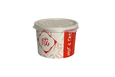 8oz Red Sing Paper Recyclable Combo Soup Bowls & Lids