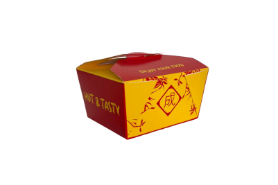 26oz Yellow/Red Cardboard Recyclable Rectangle Sing 2 Noodle Boxes