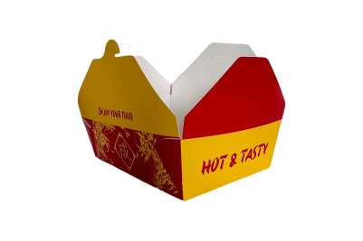 66oz Red/Yellow Cardboard Rectangle Sing 4 Noodle Boxes