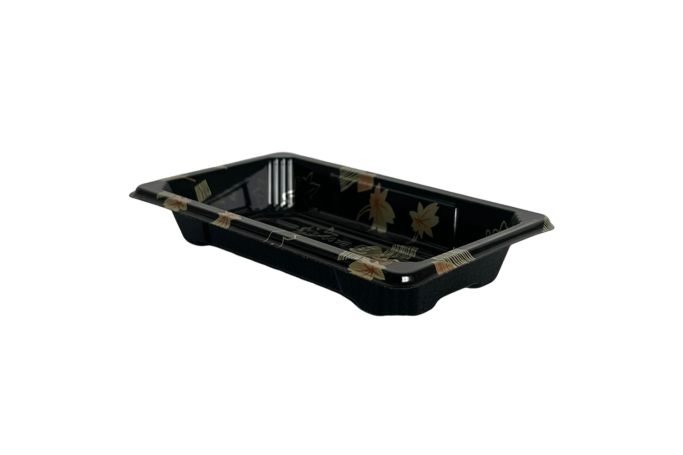 140x80x50mm Small Black Plastic Recyclable SZ3-00AB Sushi Trays