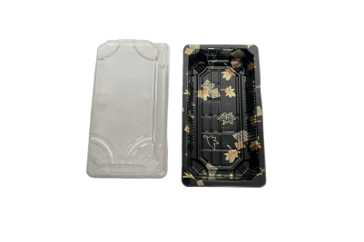 Medium Black Plastic Recyclable SZ3-01AB Sushi Tray