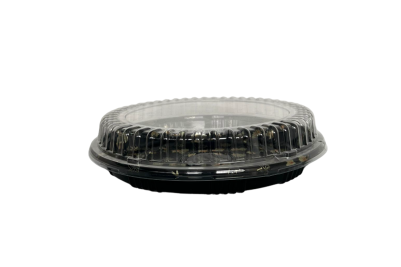 283x283x40mm Black Plastic Recyclable Round Sushi Trays with Lids