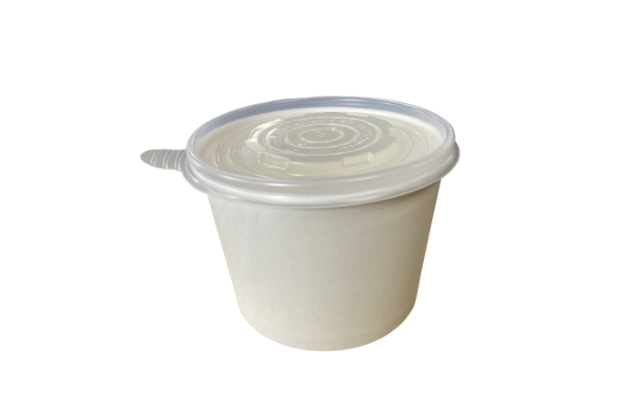 32oz White Paper Recyclable Soup Cups with Lids (Combo Box) Qty250