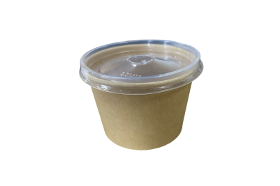 12oz KRAFT Paper Recyclable Soup Cups with Lids (Combo Box) Qty250
