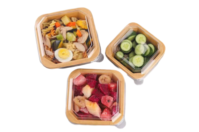 300ml Kraft Square Combo Meal Boxes & Lids