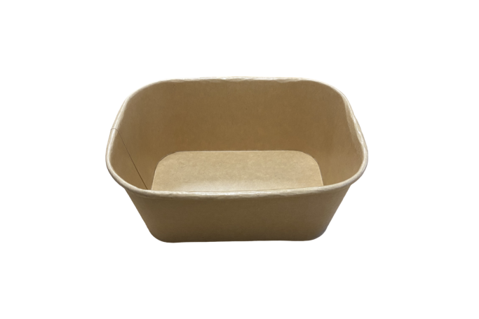 1000ml Rectangular Brown/Kraft Recyclable Takeaway Container with Plastic Lids