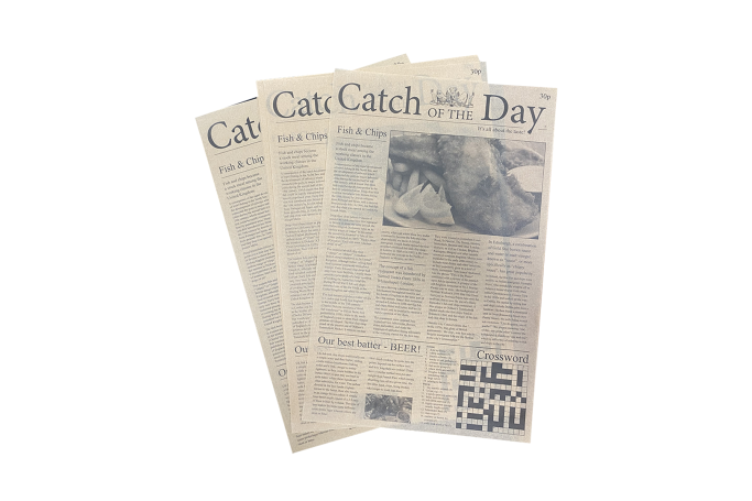 27x42cm Brown Catch of the Day Recyclable Greaseproof Paper