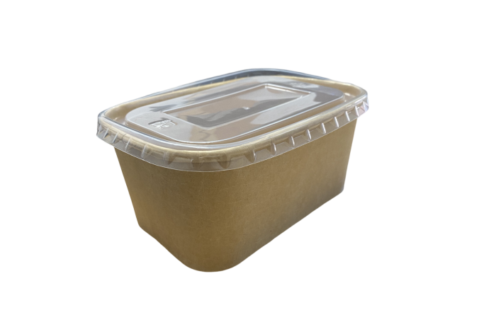750ml Kraft Rectangle Combo Meal Boxes & Lids Qty 150
