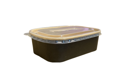 650ml Black Rectangle Combo Meal Box & Lids Qty 150