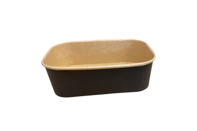 650ml Black Rectangle Combo Meal Box & Lids Qty 150