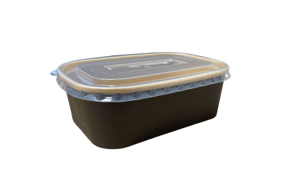 750ml Black Rectangle Combo Meal Boxes & Lids Qty 150