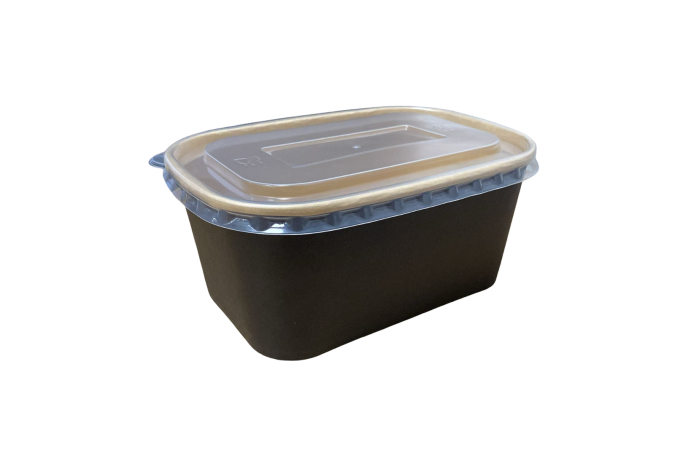 1000ml Black Rectangle Combo Meal Boxes & Lids Qty 150