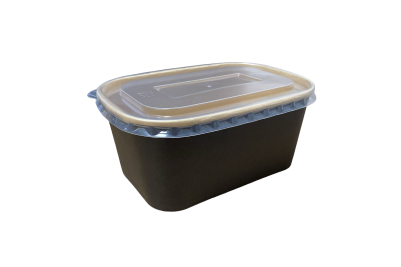 1000ml Black Rectangle Combo Meal Boxes & Lids Qty 150