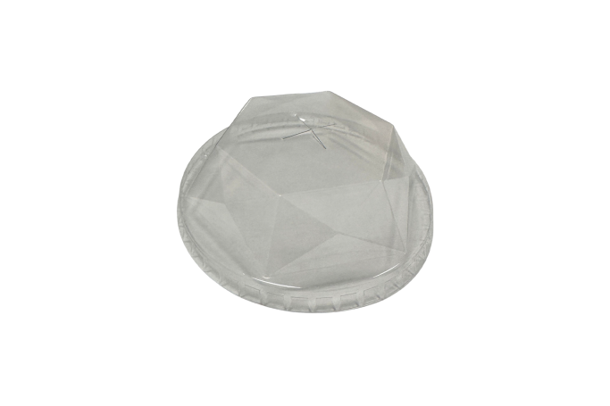 95ml Clear Plastic Recyclable Diamond Dome Lid with Straw Cut