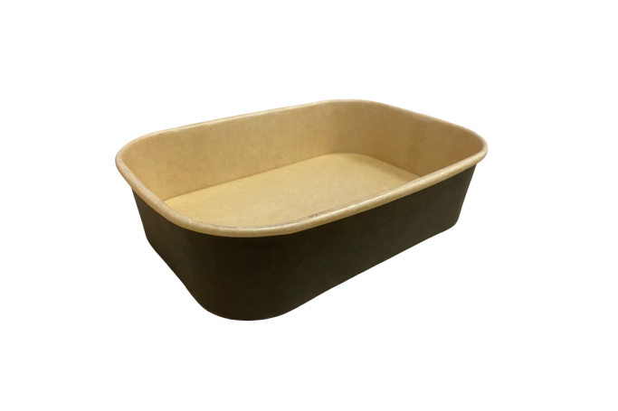 500ml Black Rectangle Combo Meal Box & Lids Qty 150