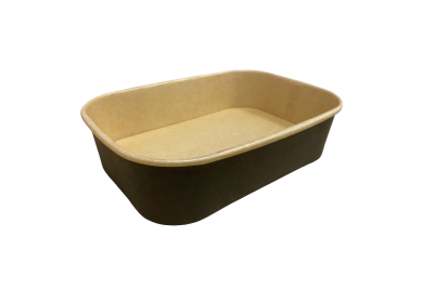 500ml Black Rectangle Combo Meal Box & Lids Qty 150