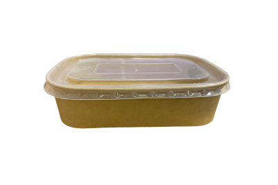 500ml Kraft Rectangle Combo Meal Box & Lids Qty 150
