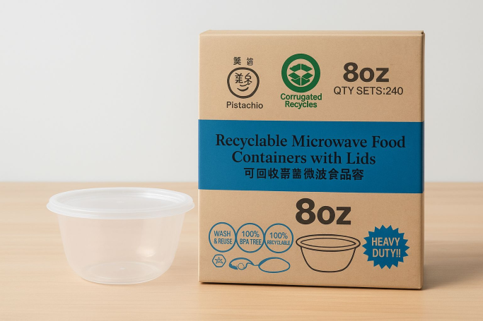 8oz Clear Microwaveable Pistachio Portion Pots with Lids