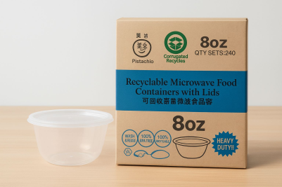 8oz Clear Microwaveable Pistachio Portion Pots with Lids