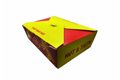 66oz Red/Yellow Cardboard Rectangle Sing 4 Noodle Boxes