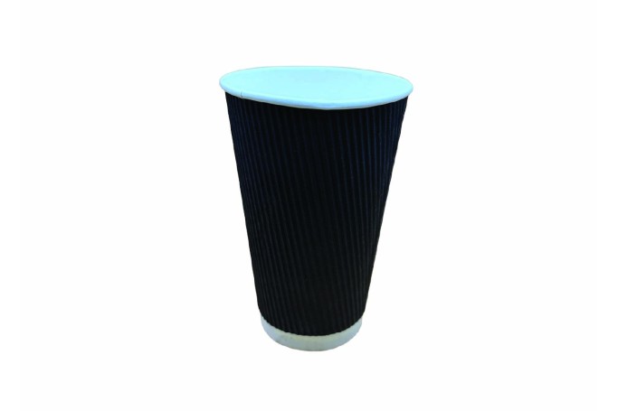 16oz Black Paper Recyclable Ripple Coffee Cups