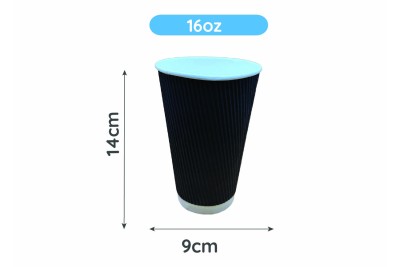 16oz Black Paper Recyclable Ripple Coffee Cups