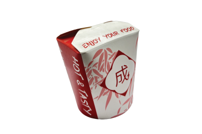 16oz Red/White Cardboard Recyclable Rounded Noodle Box