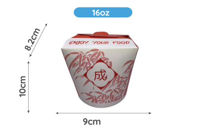 16oz Red/White Cardboard Recyclable Rounded Noodle Box