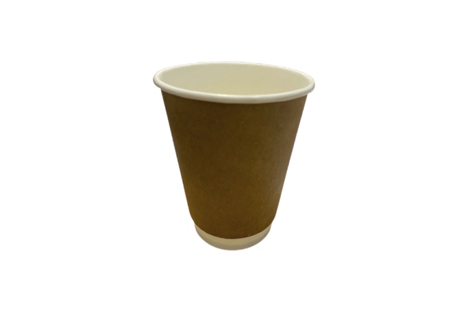 8oz Brown/Kraft Recyclable Flat Double Walled Coffee Cups