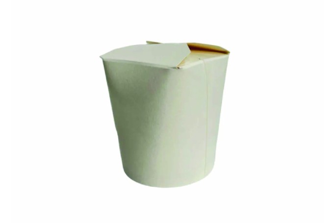 16oz White Cardboard Recyclable Rounded Noodle Boxes