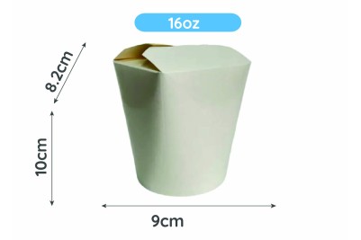 16oz White Cardboard Recyclable Rounded Noodle Boxes
