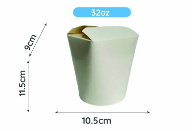 32oz White Cardboard Recyclable Rounded Noodle Boxes