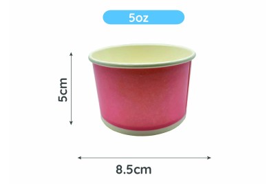 5oz Pink Laminated Paper Recyclable Ice Cream Tub