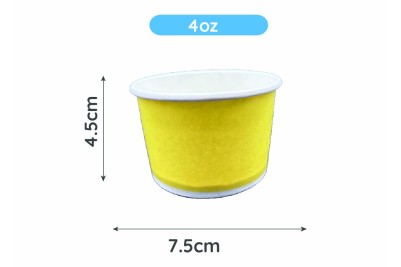 4oz Yellow Laminated Paper Recyclable Ice Cream Tubs