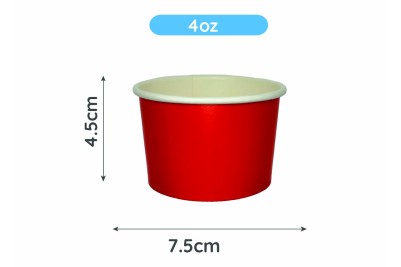 4oz Red Laminated Paper Recyclable Ice Cream Tub