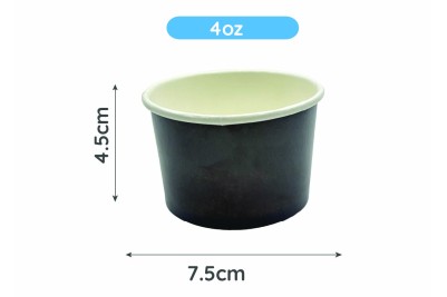 4oz Black Laminated Paper Recyclable Ice Cream Tubs