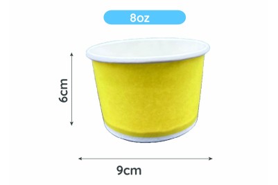 8oz Yellow Laminated Paper Recyclable Ice Cream Tubs