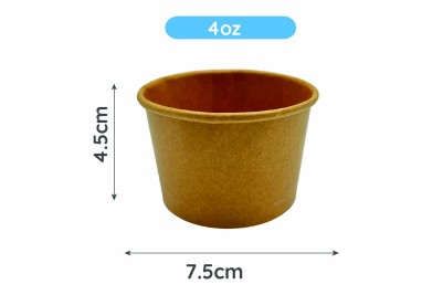 4oz Kraft/Brown Laminated Paper Recyclable Ice Cream Tub