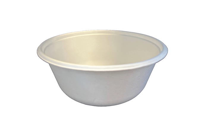 48oz White Biodegradable Bagasse Salad Bowls