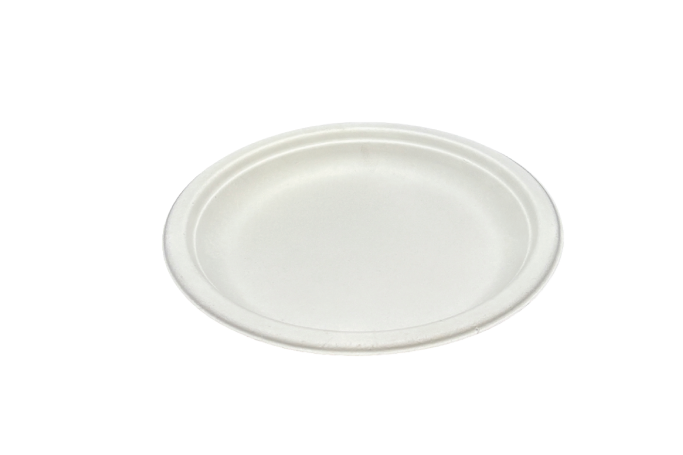 7″ White Bagasse Biodegradable Round Plates
