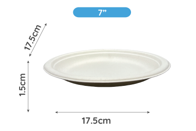7″ White Bagasse Biodegradable Round Plates