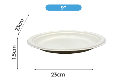9" White Biodegradable Round Plates
