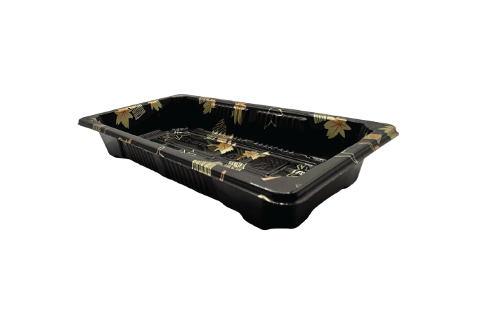 Medium Black Plastic Recyclable SZ3-01AB Sushi Tray