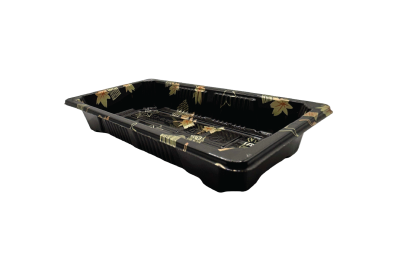 Medium Black Plastic Recyclable SZ3-01AB Sushi Tray