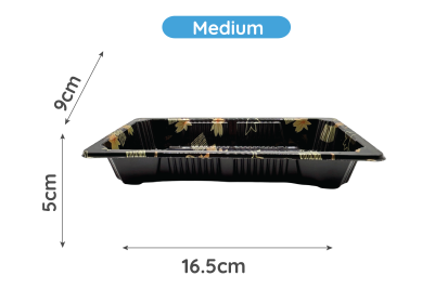 Medium Black Plastic Recyclable SZ3-01AB Sushi Tray