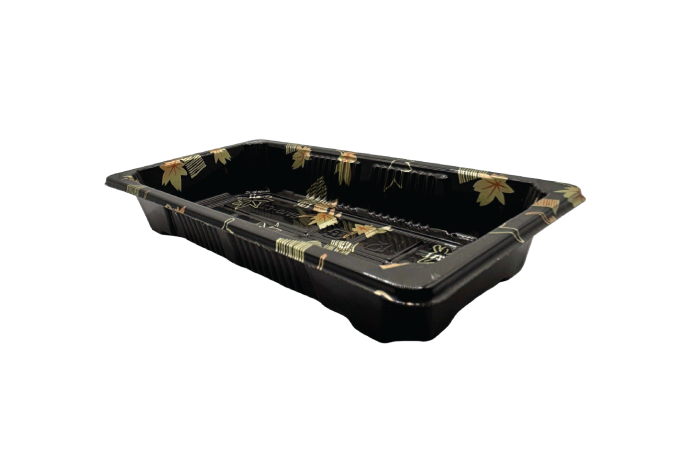 222x87x50mm Black Plastic Recyclable SZ3-02AB Sushi Trays