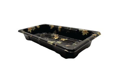 222x87x50mm Black Plastic Recyclable SZ3-02AB Sushi Trays
